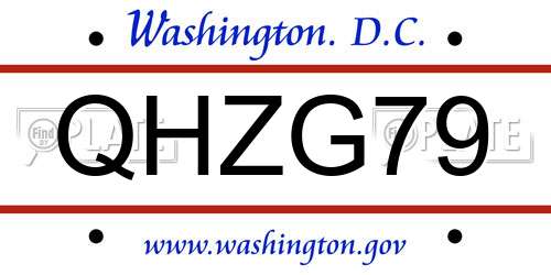 QHZG79 District Of Columbia License Plate