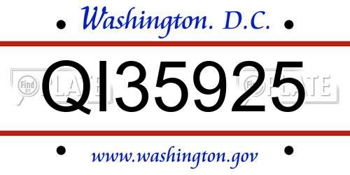 QI35925 District Of Columbia License Plate
