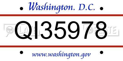 QI35978 District Of Columbia License Plate