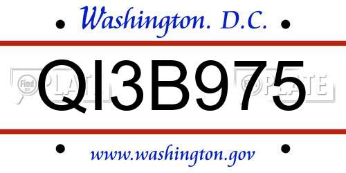 QI3B975 District Of Columbia License Plate