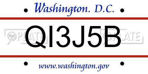 QI3J5B District Of Columbia License Plate