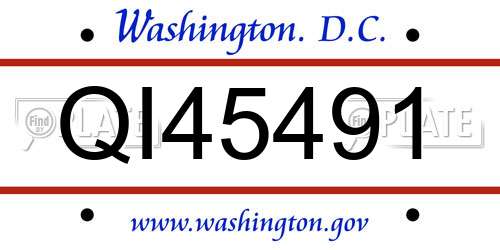 QI45491 District Of Columbia License Plate
