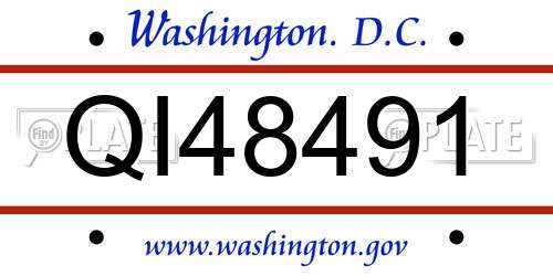 QI48491 District Of Columbia License Plate