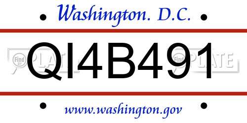 QI4B491 District Of Columbia License Plate