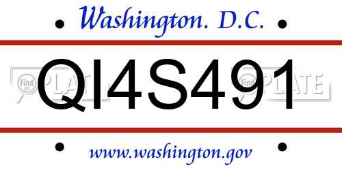 QI4S491 District Of Columbia License Plate