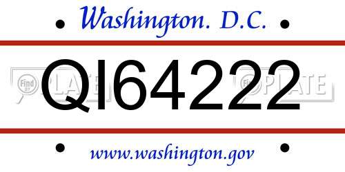 QI64222 District Of Columbia License Plate