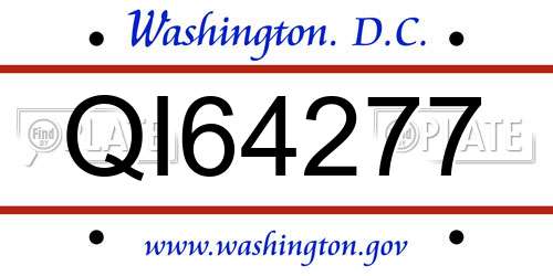QI64277 District Of Columbia License Plate