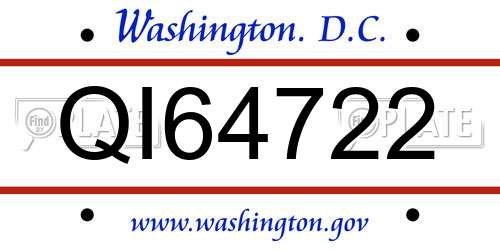 QI64722 District Of Columbia License Plate