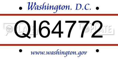 QI64772 District Of Columbia License Plate