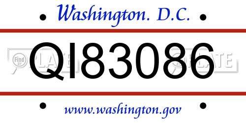 QI83086 District Of Columbia License Plate