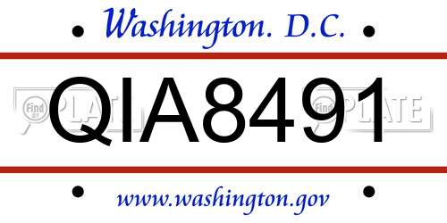 QIA8491 District Of Columbia License Plate