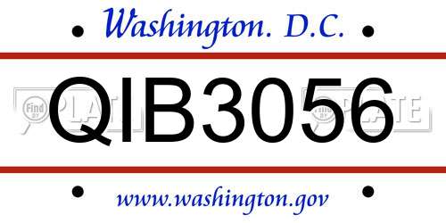 QIB3056 District Of Columbia License Plate