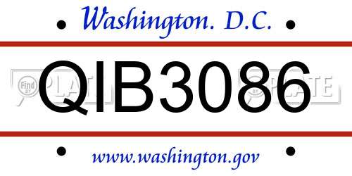 QIB3086 District Of Columbia License Plate