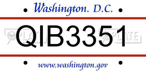 QIB3351 District Of Columbia License Plate