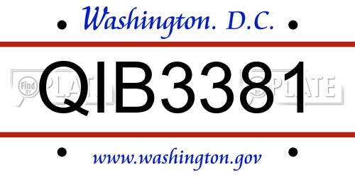 QIB3381 District Of Columbia License Plate