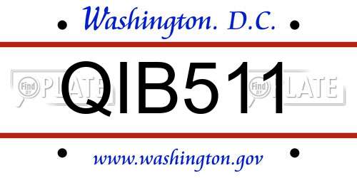 QIB511 District Of Columbia License Plate