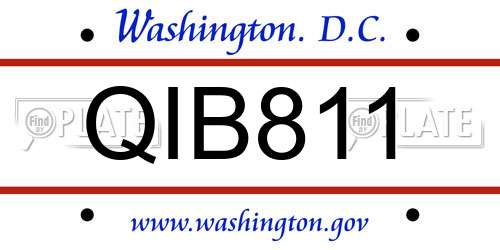 QIB811 District Of Columbia License Plate
