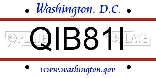 QIB81I District Of Columbia License Plate