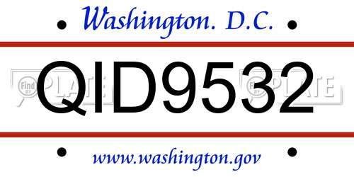 QID9532 District Of Columbia License Plate