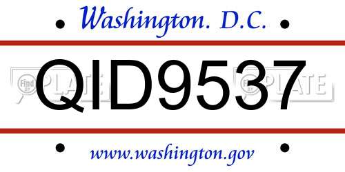 QID9537 District Of Columbia License Plate
