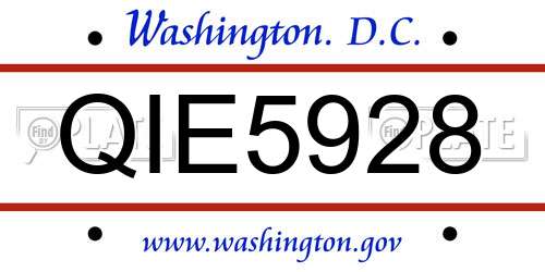 QIE5928 District Of Columbia License Plate