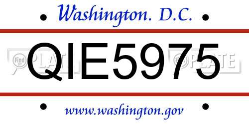 QIE5975 District Of Columbia License Plate