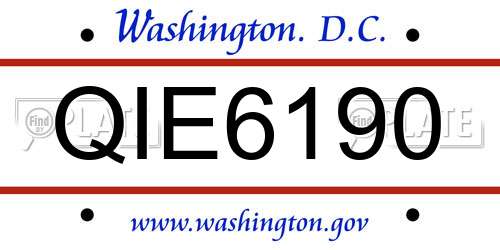 QIE6190 District Of Columbia License Plate