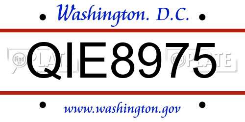 QIE8975 District Of Columbia License Plate