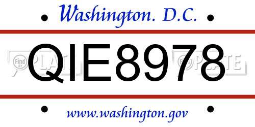 QIE8978 District Of Columbia License Plate