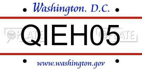 QIEH05 District Of Columbia License Plate