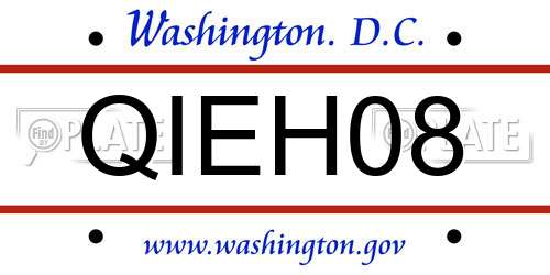 QIEH08 District Of Columbia License Plate