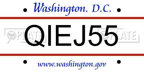 QIEJ55 District Of Columbia License Plate