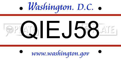 QIEJ58 District Of Columbia License Plate