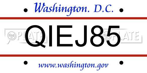 QIEJ85 District Of Columbia License Plate