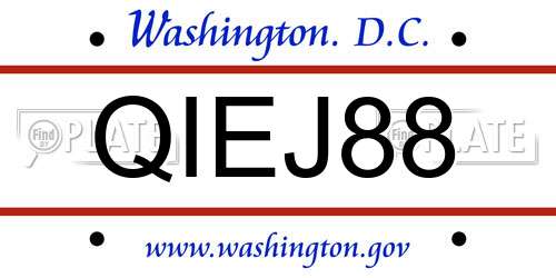 QIEJ88 District Of Columbia License Plate