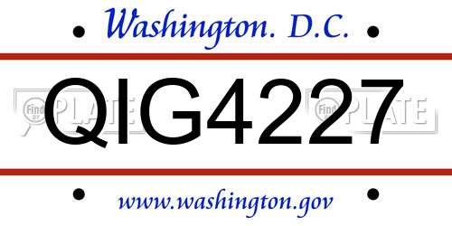 QIG4227 District Of Columbia License Plate