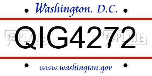 QIG4272 District Of Columbia License Plate