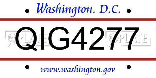QIG4277 District Of Columbia License Plate