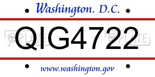 QIG4722 District Of Columbia License Plate