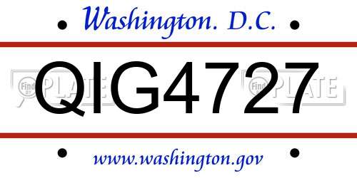 QIG4727 District Of Columbia License Plate