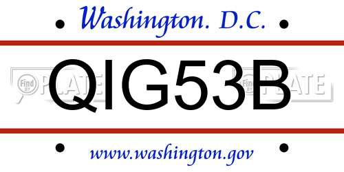 QIG53B District Of Columbia License Plate