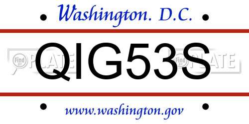 QIG53S District Of Columbia License Plate