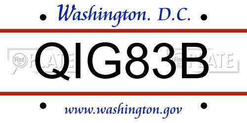 QIG83B District Of Columbia License Plate