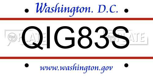 QIG83S District Of Columbia License Plate