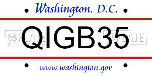 QIGB35 District Of Columbia License Plate
