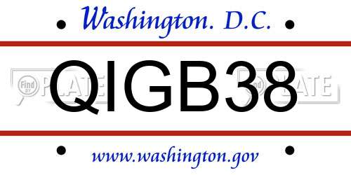 QIGB38 District Of Columbia License Plate