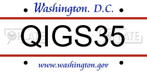 QIGS35 District Of Columbia License Plate
