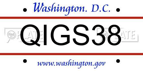 QIGS38 District Of Columbia License Plate