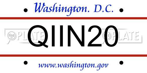 QIIN20 District Of Columbia License Plate