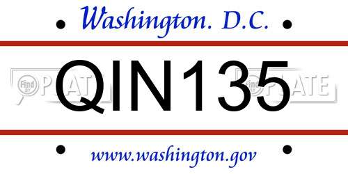 QIN135 District Of Columbia License Plate